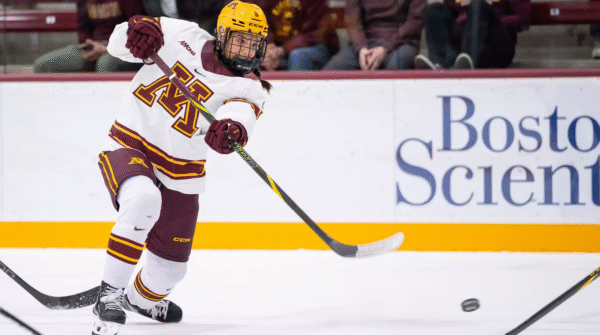 Chloe Primerano reaches out for the puck.