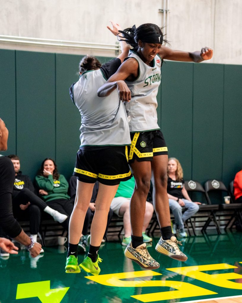 Seattle Storm guards Flau'jae Johnson and <a rel=