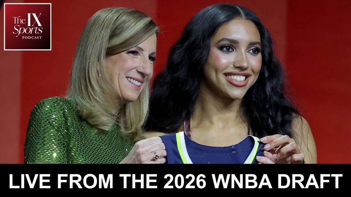 Cathy Engelbert and Azzi Fudd from the WNBA Draft podium.