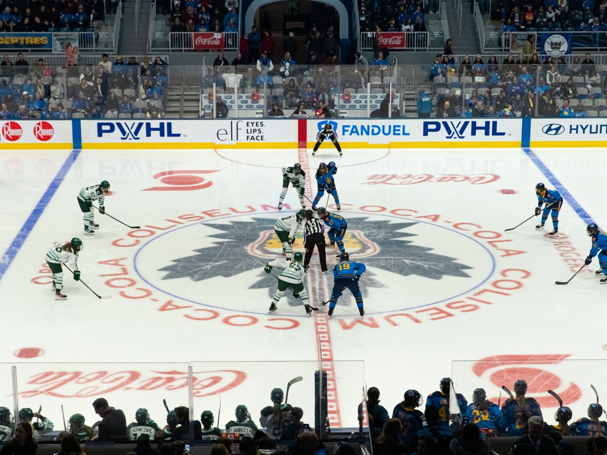 A game between the PWHL's Toronto Sceptres and Boston Fleet.