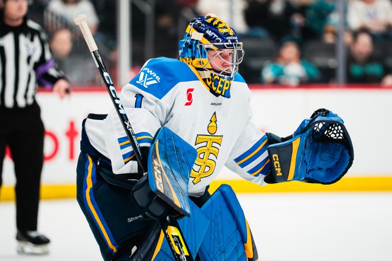 Raygan Kirk during a game with the PWHL's Toronto Sceptres.