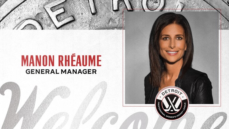 Graphic announcing Manon Rhéaume as the general manager for PWHL Detroit