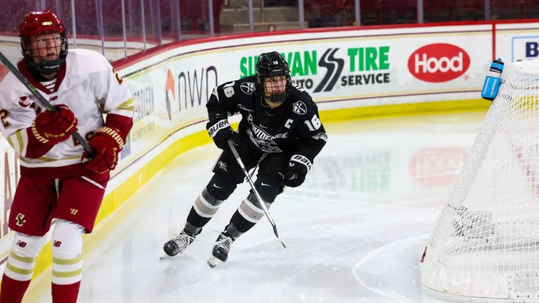 Reichen Kirchmair follows the pace of play behind the net.