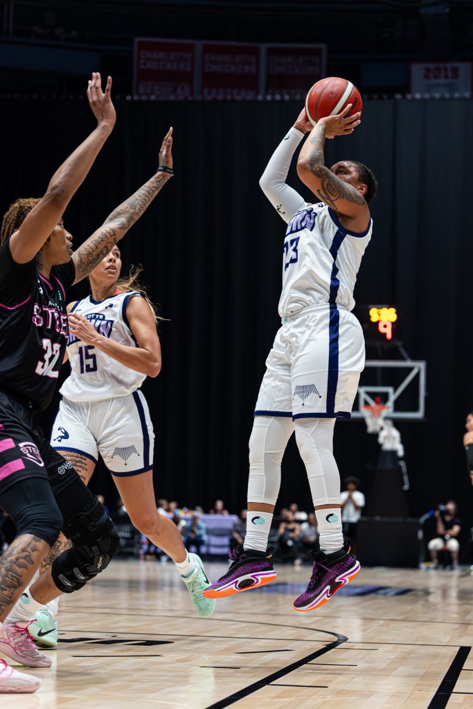 AD rises to shoot the ball in a game against the Savannah Steel.