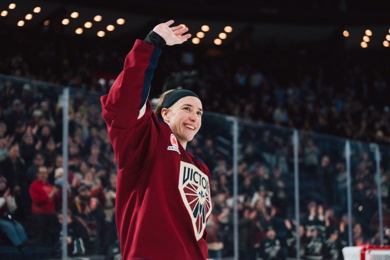 Hayley Scamurra salutes the crowd.
