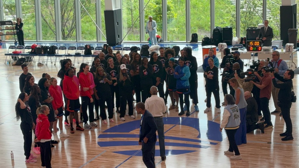 Former United States President Barack Obama speaks to 2026 WNBA All-Star teams.