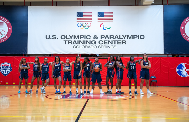 Members of Team USA pose at the U.S. Olympic & Paralympic Training Center in Colorado Springs.