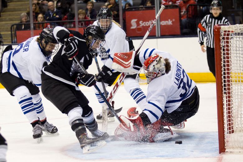 Marie-Philip Poulin skates in a CWHL All-Star Game.