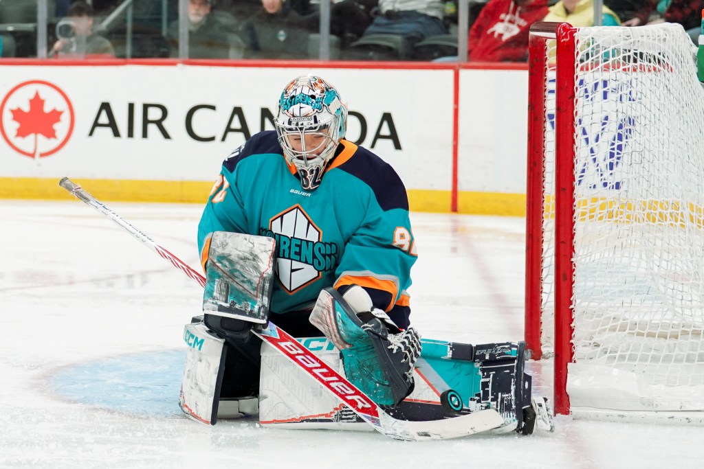 Kayle Osborne makes a save.