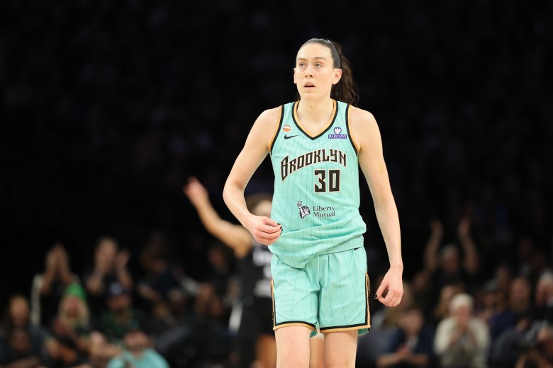Breanna Stewart is focused staring into the distance