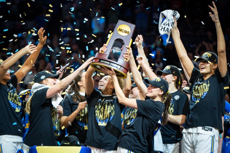 UCLA celebrates winning the 2026 NCAA National Championship.